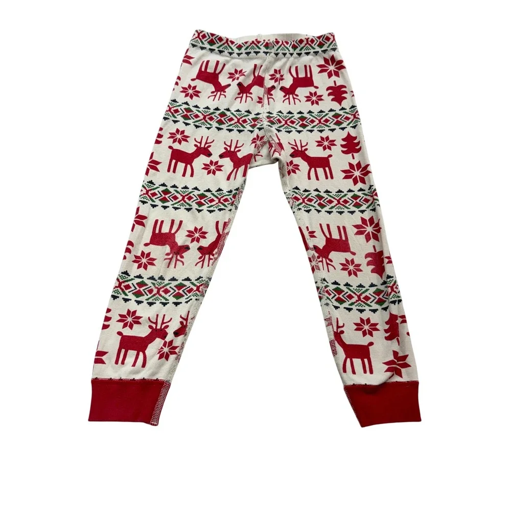 Hanna Andersson Reindeer Fair Isle Long John Pajama Pants Kids 4 Red White